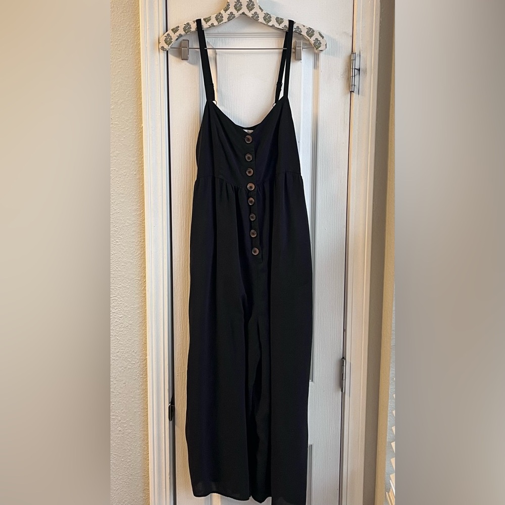 Urban Outfitters Women’s Black Button-Down Crop Wide Leg Jumpsuit Size S/P